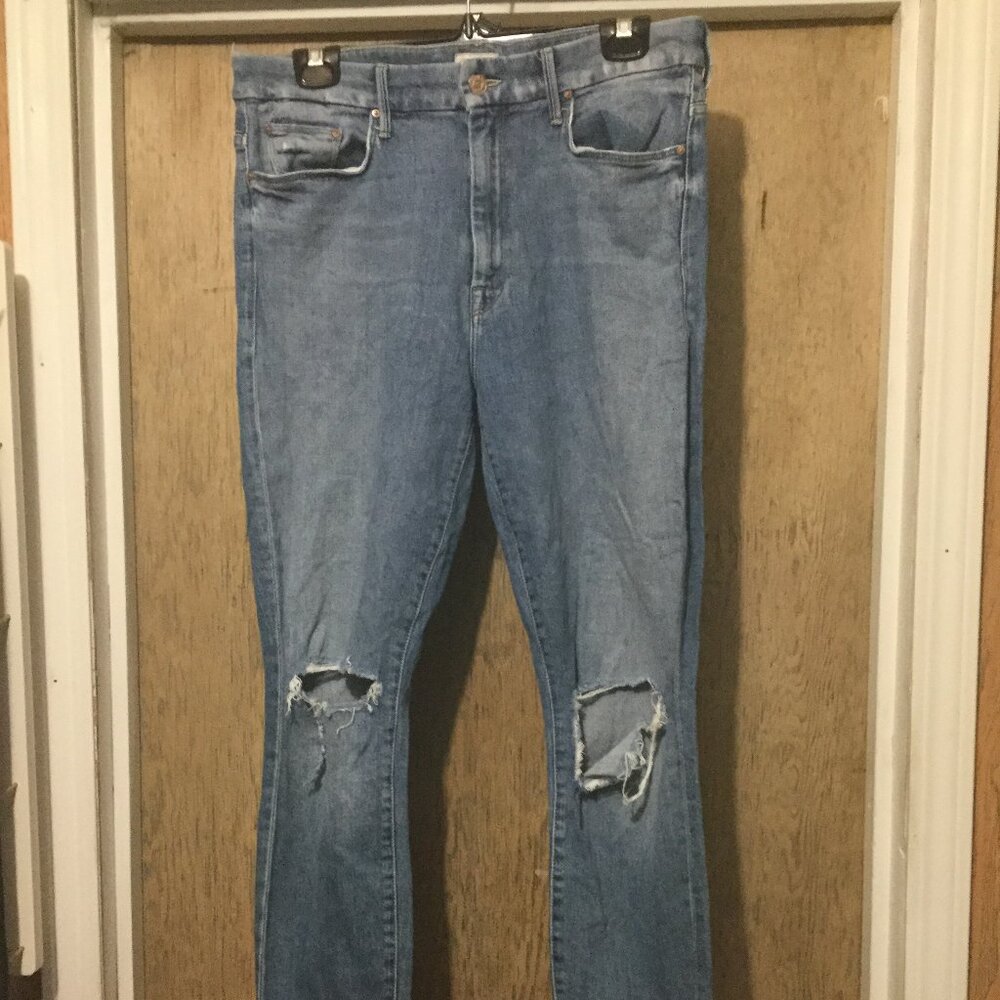 Mother High waisted Looker ankle fray size 32 destressed good condition denim